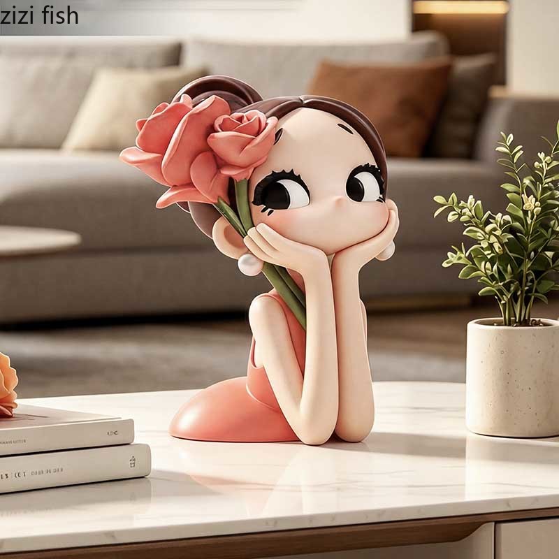 تمثال فتاة وردية لطيفة من الرا - مراجعة Resin Art Rose وسعره