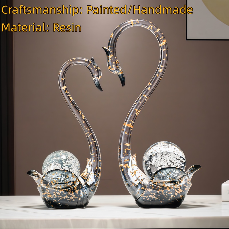 تمثال زوج من البجع الفاخر من ا - مراجعة Resin Art Wedding Gift وسعره